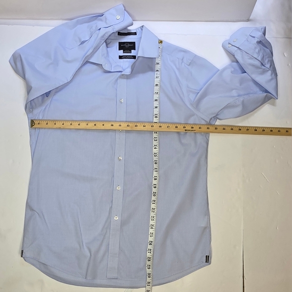 Mens Egyptian Cotton Dress Shirt Pale Blue Pinstripe.NS 16.5 - Picture 4 of 13